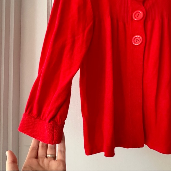 Kim Rogers Sweater Womens M Medium Red Cardigan 3 Button 3 Quarter Sleeve - Picture 5 of 7